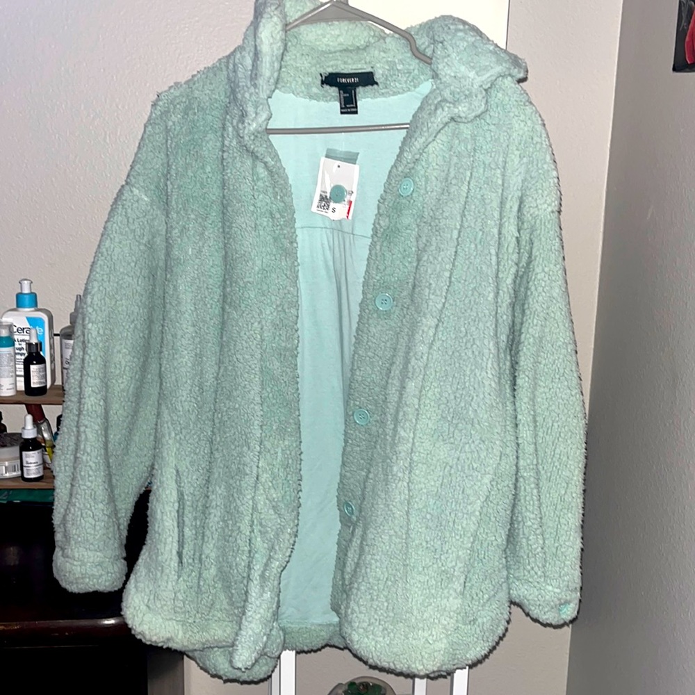 Aqua Button up Sweater